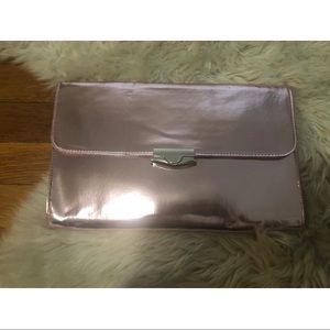 Forever 21 pink metallic clutch bag purse sliver